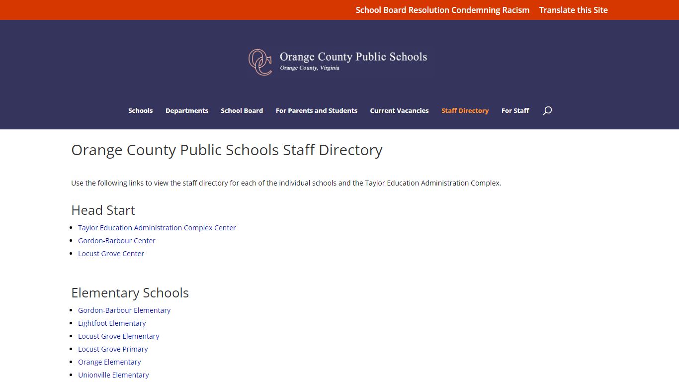 Orange County Public Schools Staff Directory - ocss-va.org